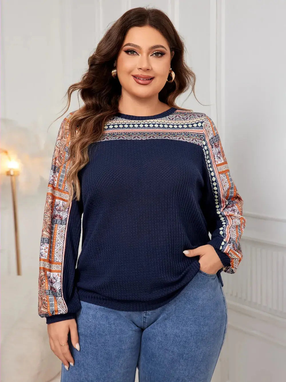 Honey Plus Size Printed Long Sleeve Sweatshirt - Everyday Curves