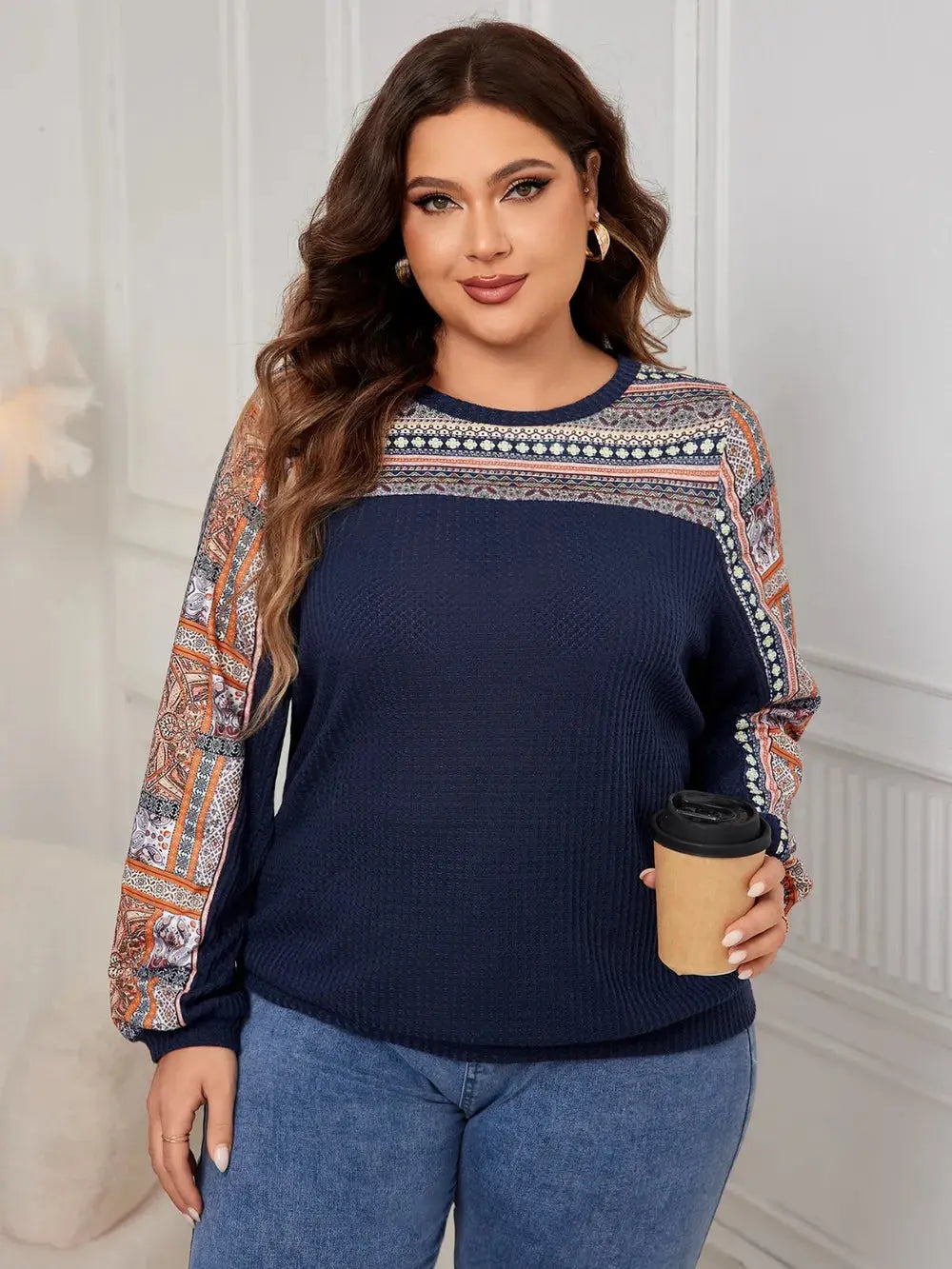 Honey Plus Size Printed Long Sleeve Sweatshirt - Everyday Curves
