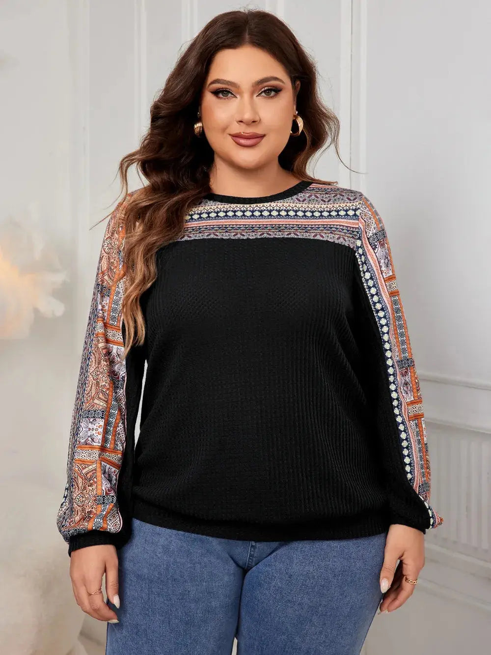 Honey Plus Size Printed Long Sleeve Sweatshirt - Everyday Curves