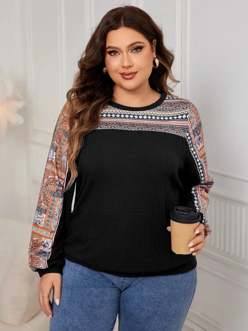 Honey Plus Size Printed Long Sleeve Sweatshirt - Everyday Curves