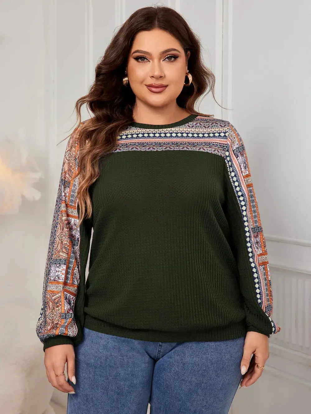 Honey Plus Size Printed Long Sleeve Sweatshirt - Everyday Curves