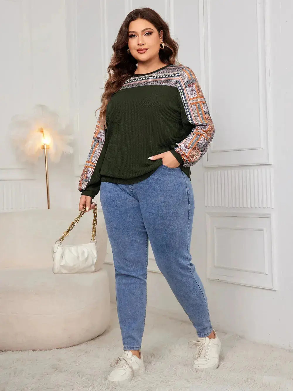 Honey Plus Size Printed Long Sleeve Sweatshirt - Everyday Curves