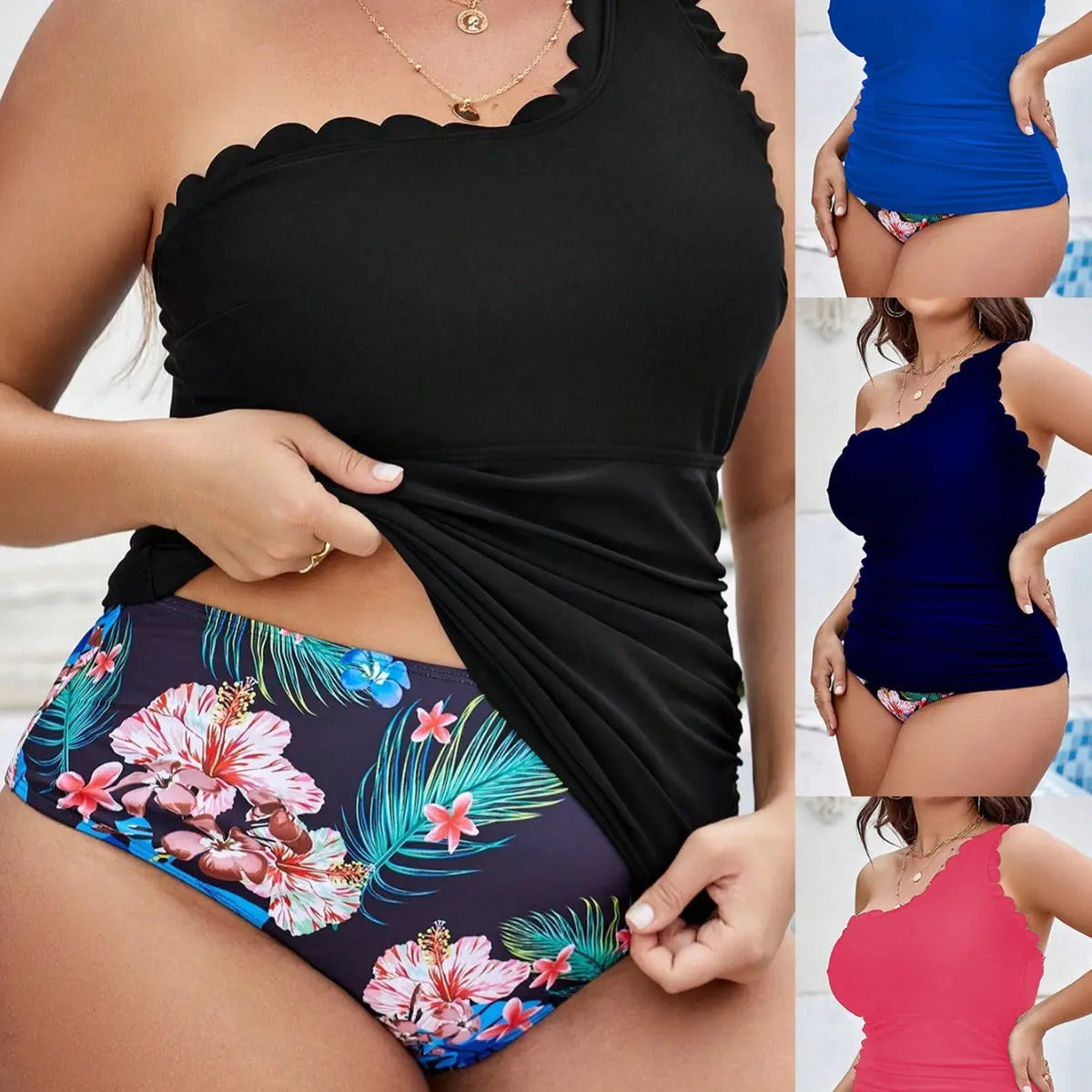 Bikini Sexy Two-Piece Swimwear Floral Printed Plus Size Swimwear - Everyday Curves