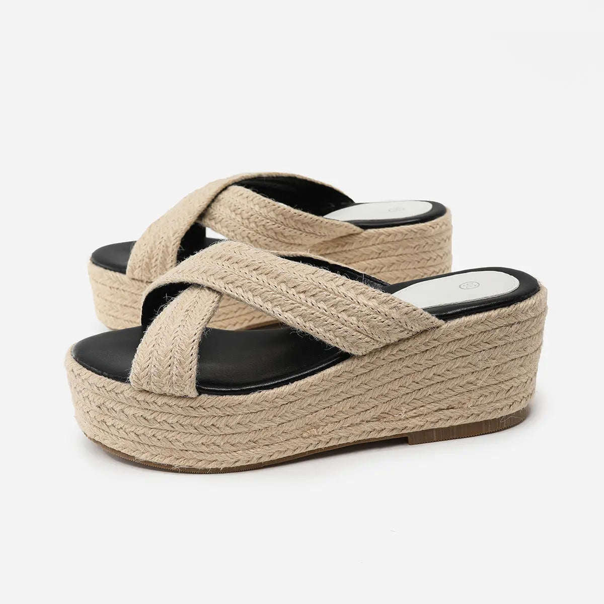 Thick Sole Hemp Rope Wedge Heel Plus Size Women&