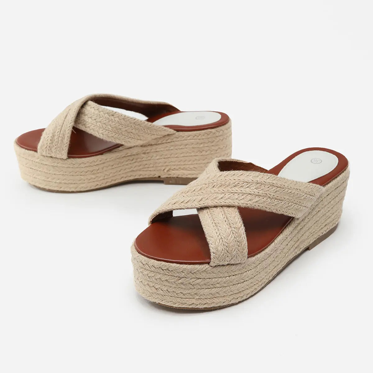 Thick Sole Hemp Rope Wedge Heel Plus Size Women&