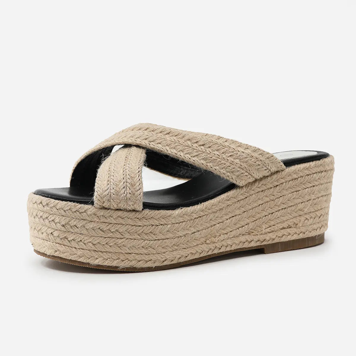 Thick Sole Hemp Rope Wedge Heel Plus Size Women&