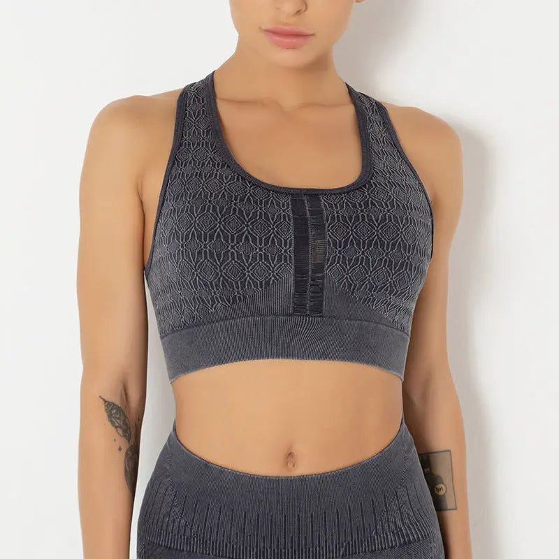 Yoga Clothes High-Strength Gathered Knitted Sports Underwear Yoga Fitness Plus Size Sports Vest Tops Women - Everyday Curves