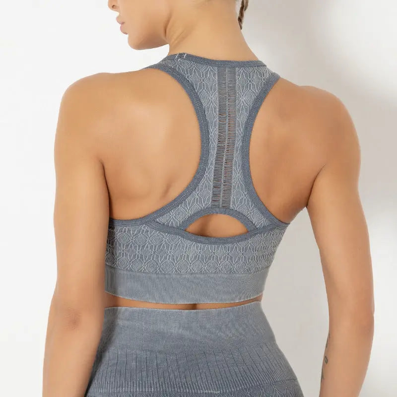 Yoga Clothes High-Strength Gathered Knitted Sports Underwear Yoga Fitness Plus Size Sports Vest Tops Women - Everyday Curves