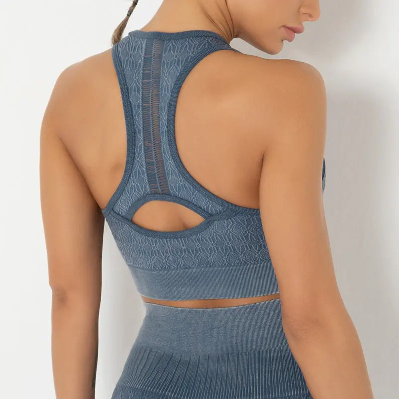 Yoga Clothes High-Strength Gathered Knitted Sports Underwear Yoga Fitness Plus Size Sports Vest Tops Women - Everyday Curves
