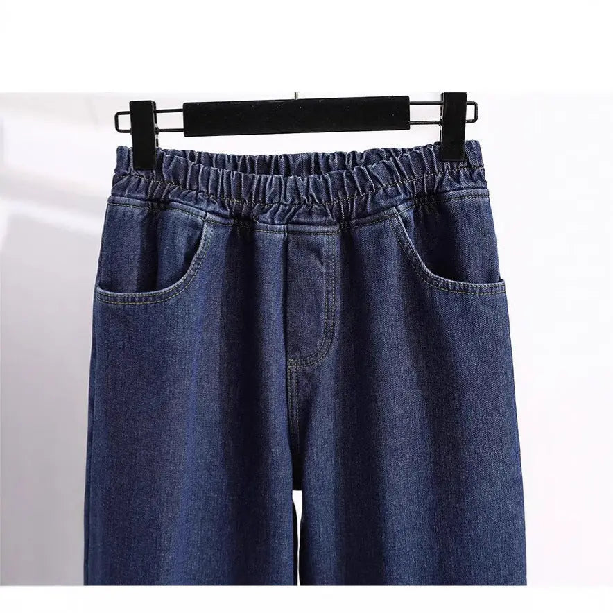 Style Denim Pants for Women Loose Harem Trousers Straight Leg Jeans for Ladies Plus Size Dad Pants - Everyday Curves