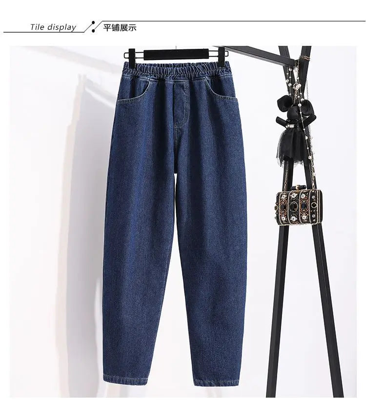 Style Denim Pants for Women Loose Harem Trousers Straight Leg Jeans for Ladies Plus Size Dad Pants - Everyday Curves