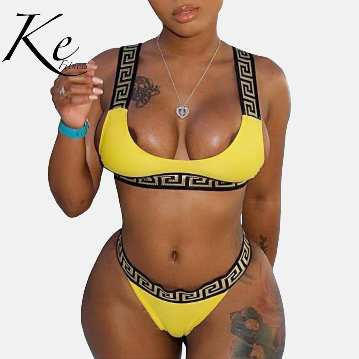 Shop 2 Pieces Swimsuit Fashion Striped Milk Silk Without Pad