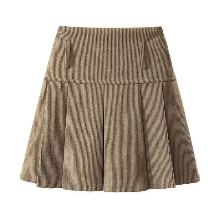 Big Size Corduroy A-Line Skirt for Women Spring New Style Chiffon Mini Skirt Plus Size Slimming Skirt - Everyday Curves