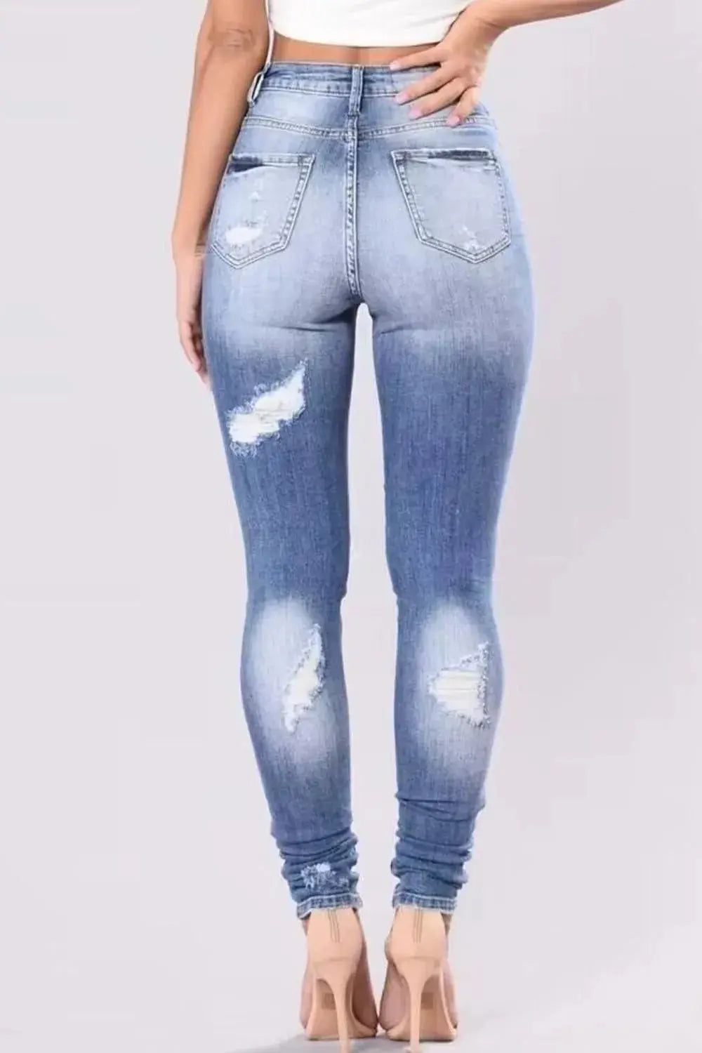 Full Size Distressed Skinny Jeans Plus Size - Everyday Curves