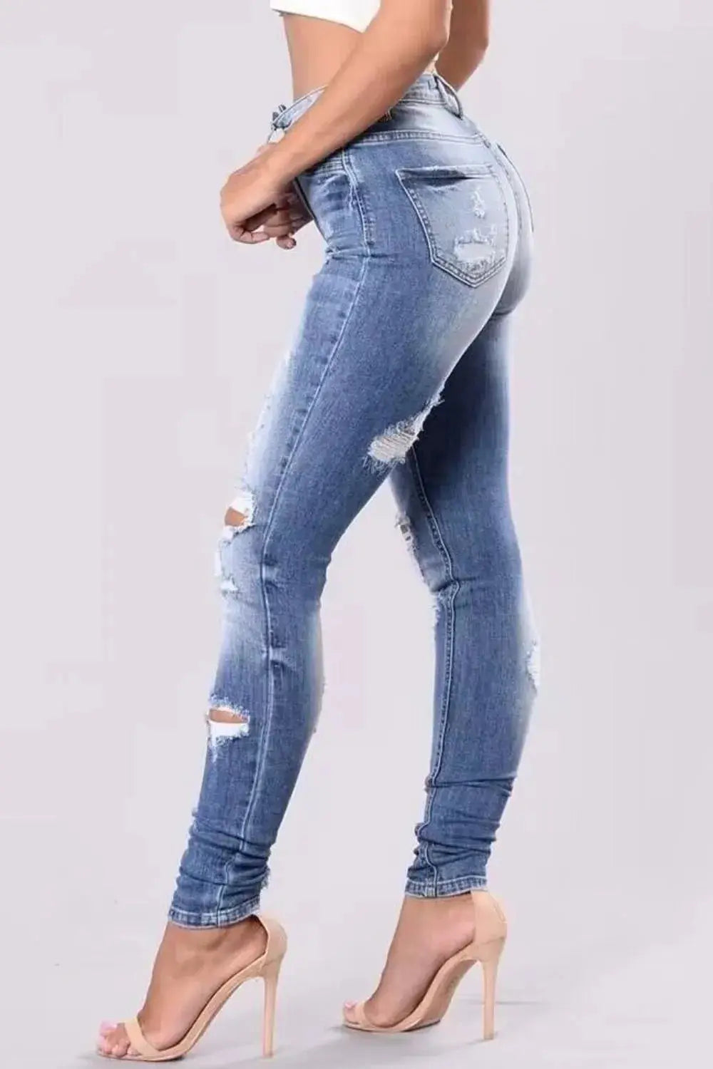 Full Size Distressed Skinny Jeans Plus Size - Everyday Curves