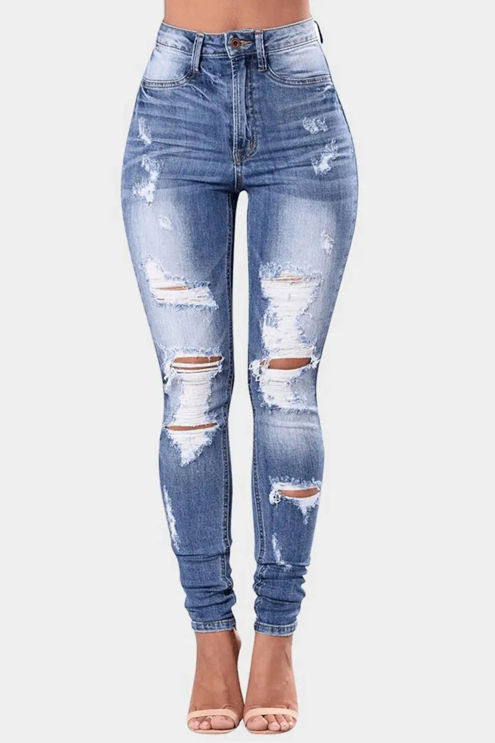 Full Size Distressed Skinny Jeans Plus Size - Everyday Curves