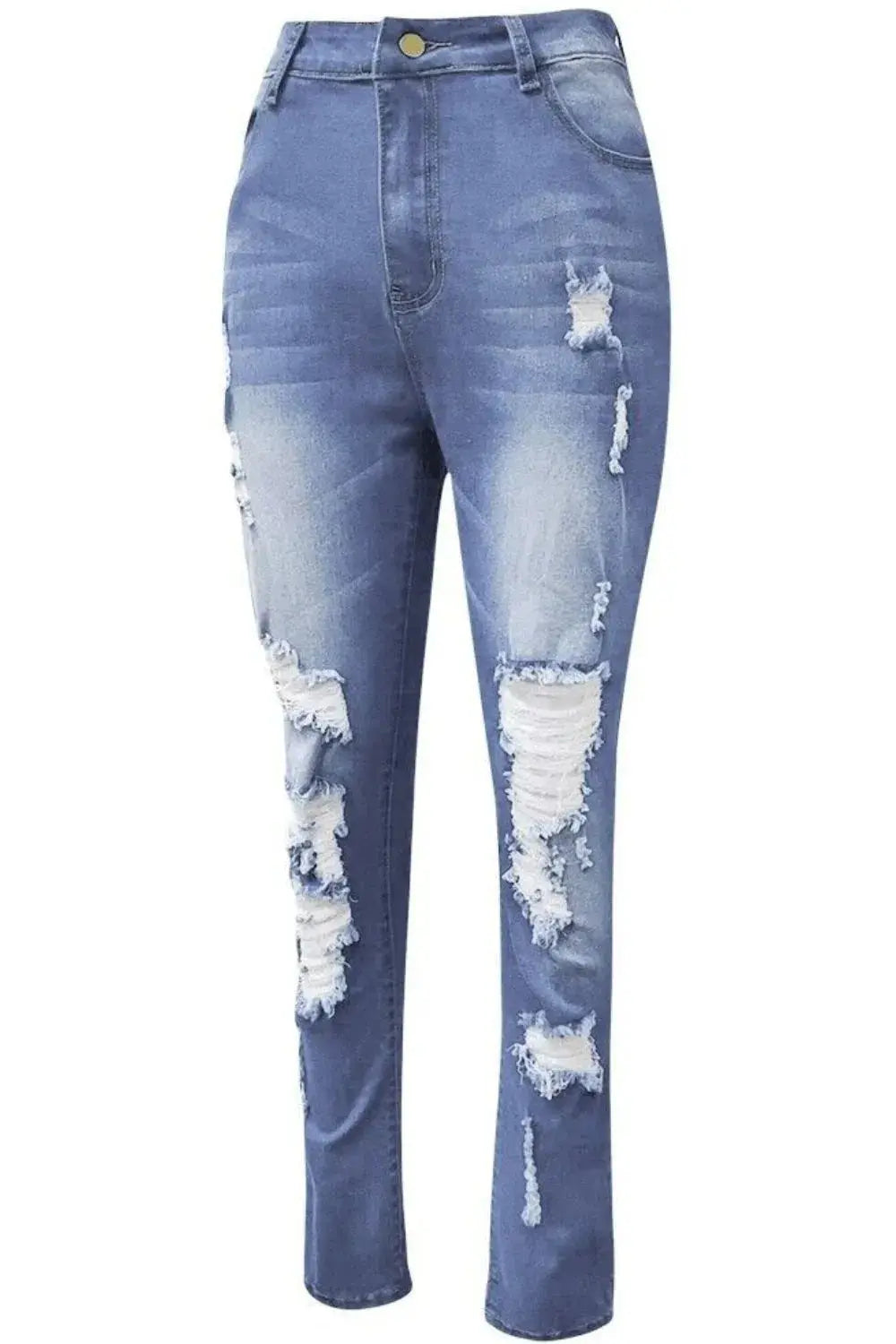 Full Size Distressed Skinny Jeans Plus Size - Everyday Curves
