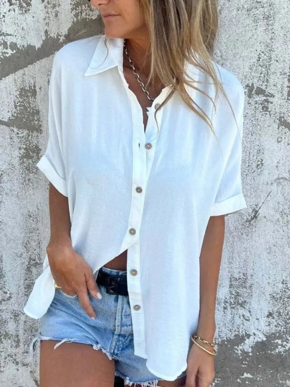 Button Down Short Sleeve Shirt Plus Size - Everyday Curves
