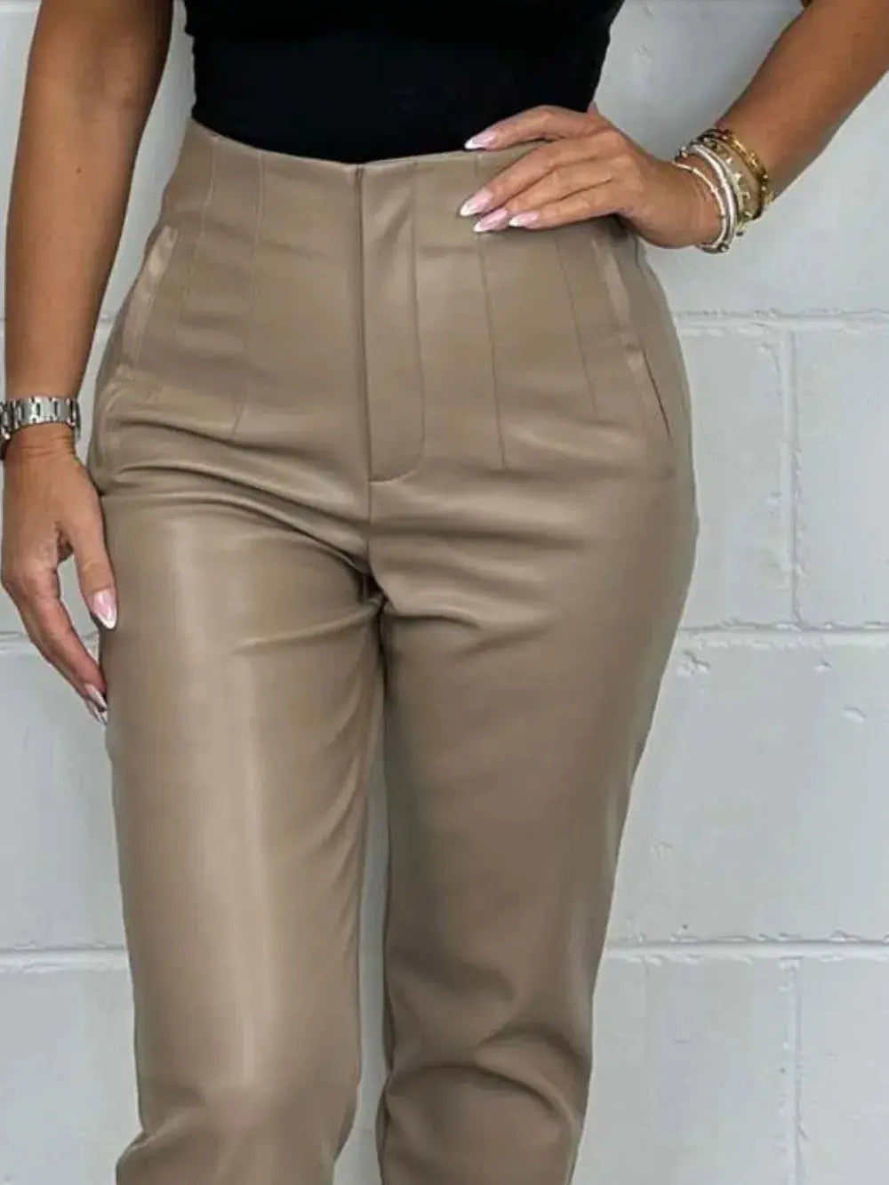 Full Size High Waist Straight Pants Plus Size - Everyday Curves