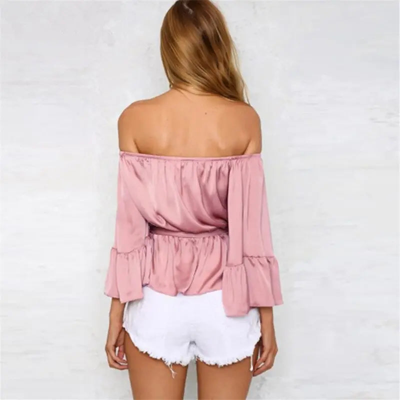 Blouse Korean Woman Tunic Tops for Women Slash Neck Butterfly Sleeve Black Fashion Elegant Blouse Women Plus Size New Chic Women - Everyday Curves