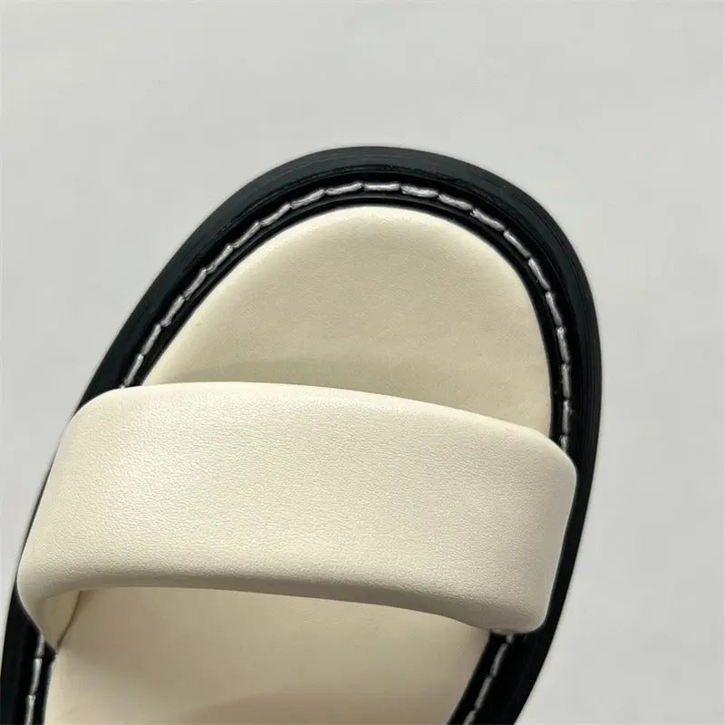 Thick-soled sandals, platform sandals, comfortable outer wear, genuine leather strappy sandals for women - Everyday Curves