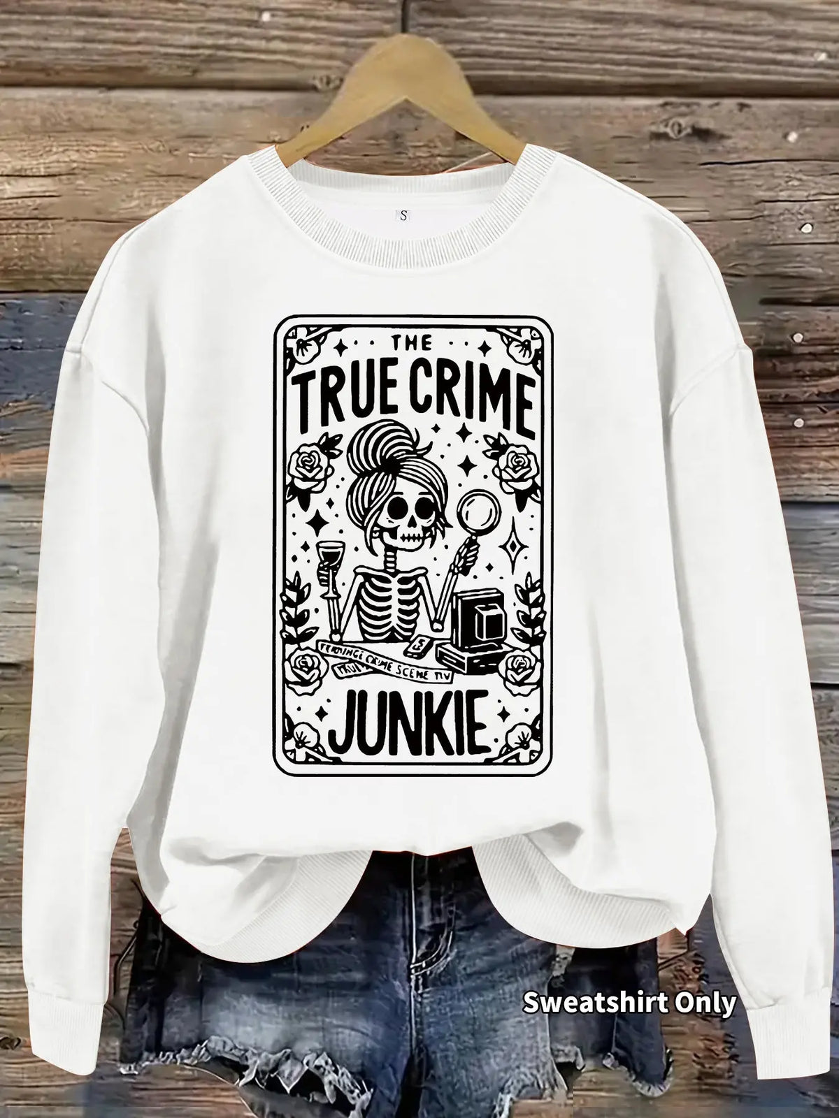 Skull skull book flower pattern printed long sleeved shirt - Everyday Curves