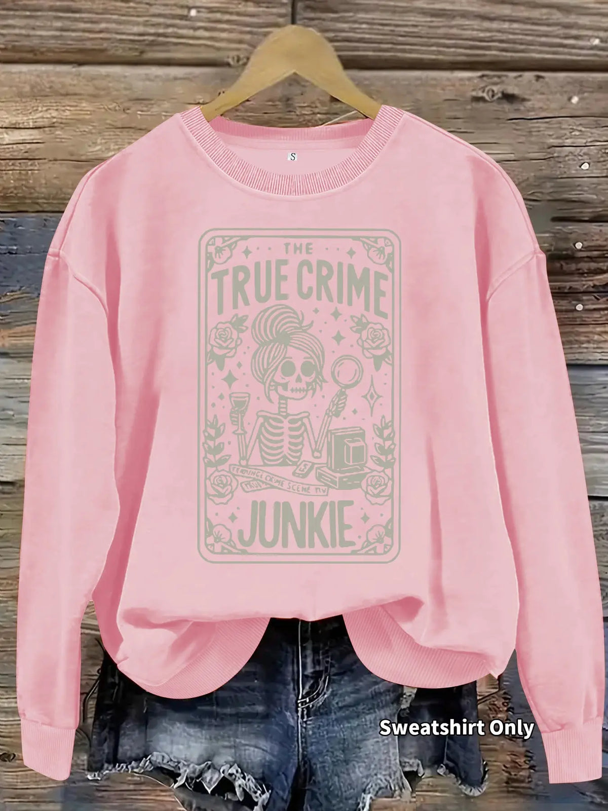 Skull skull book flower pattern printed long sleeved shirt - Everyday Curves