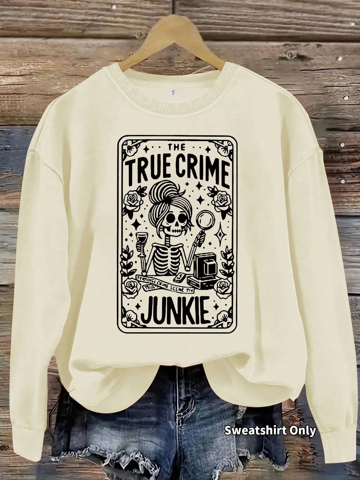 Skull skull book flower pattern printed long sleeved shirt - Everyday Curves