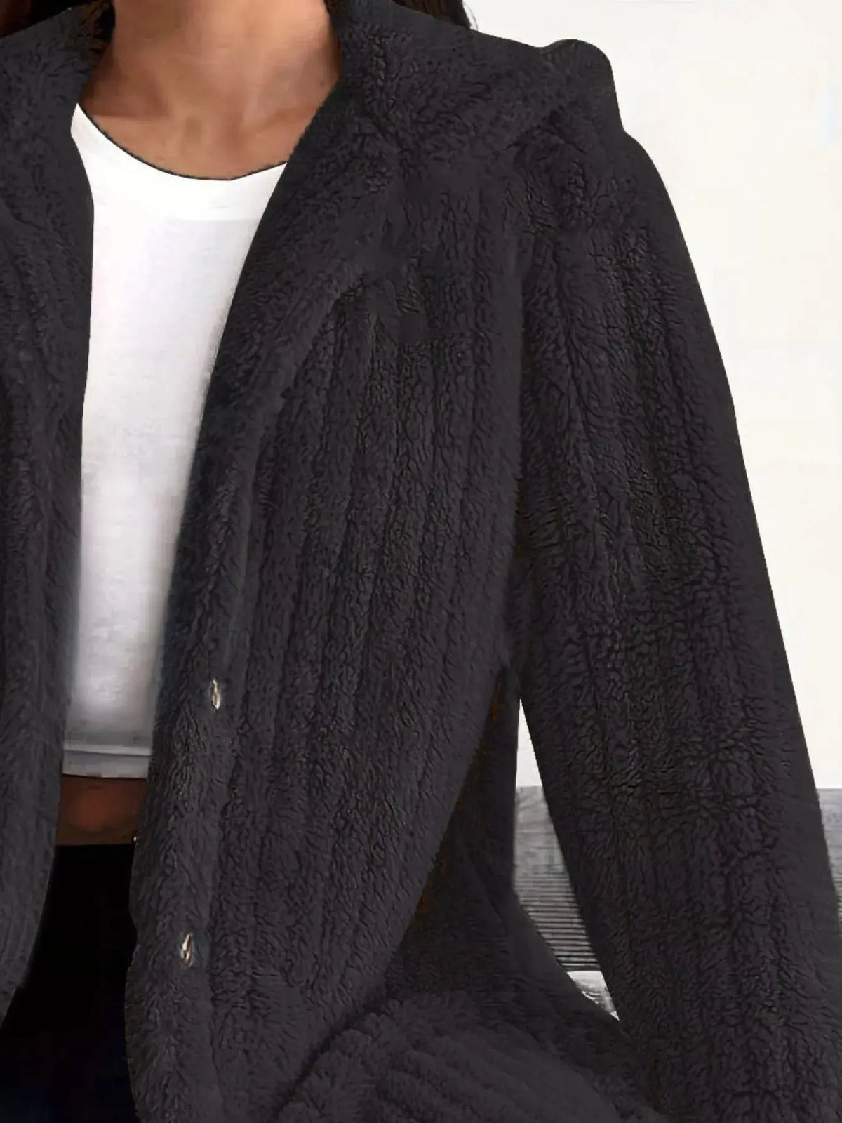 Full Size Fleece Button Up Hooded Outerwear Plus Size 17