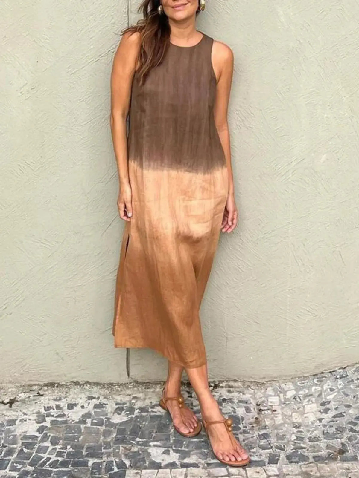Full Size Sleeveless Gradient Tank Midi Dress Plus Size 3