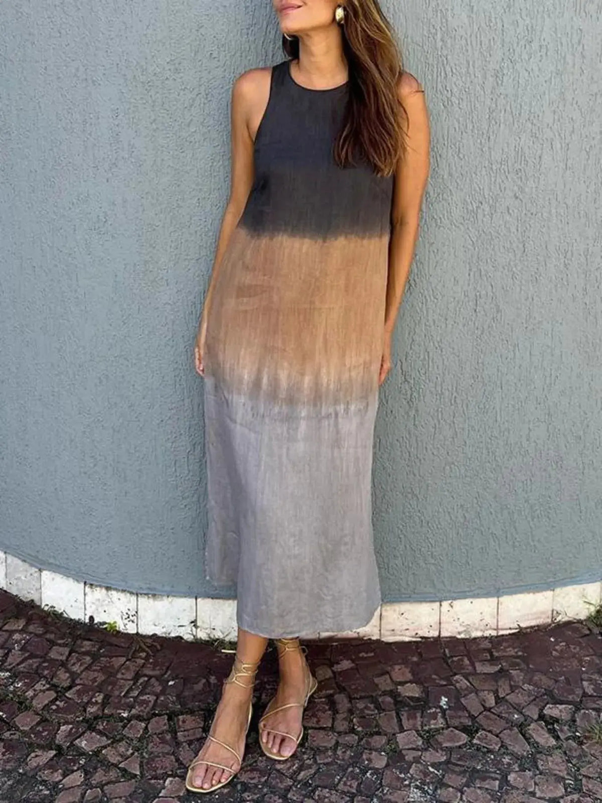 Full Size Sleeveless Gradient Tank Midi Dress Plus Size 5