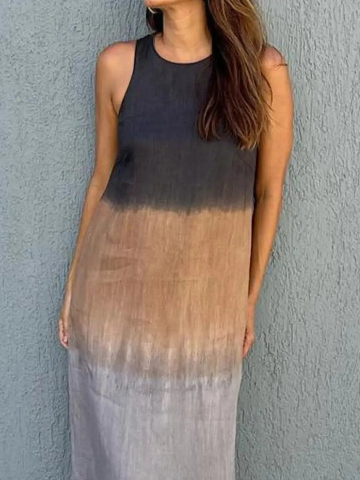 Full Size Sleeveless Gradient Tank Midi Dress Plus Size 6
