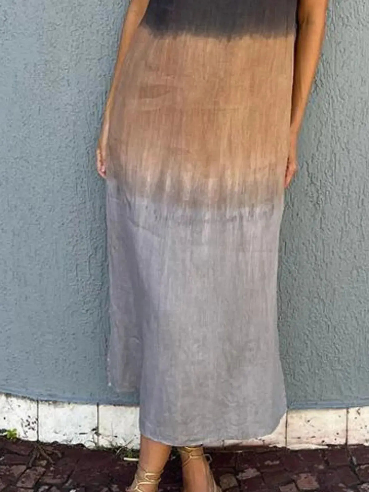 Full Size Sleeveless Gradient Tank Midi Dress Plus Size 7