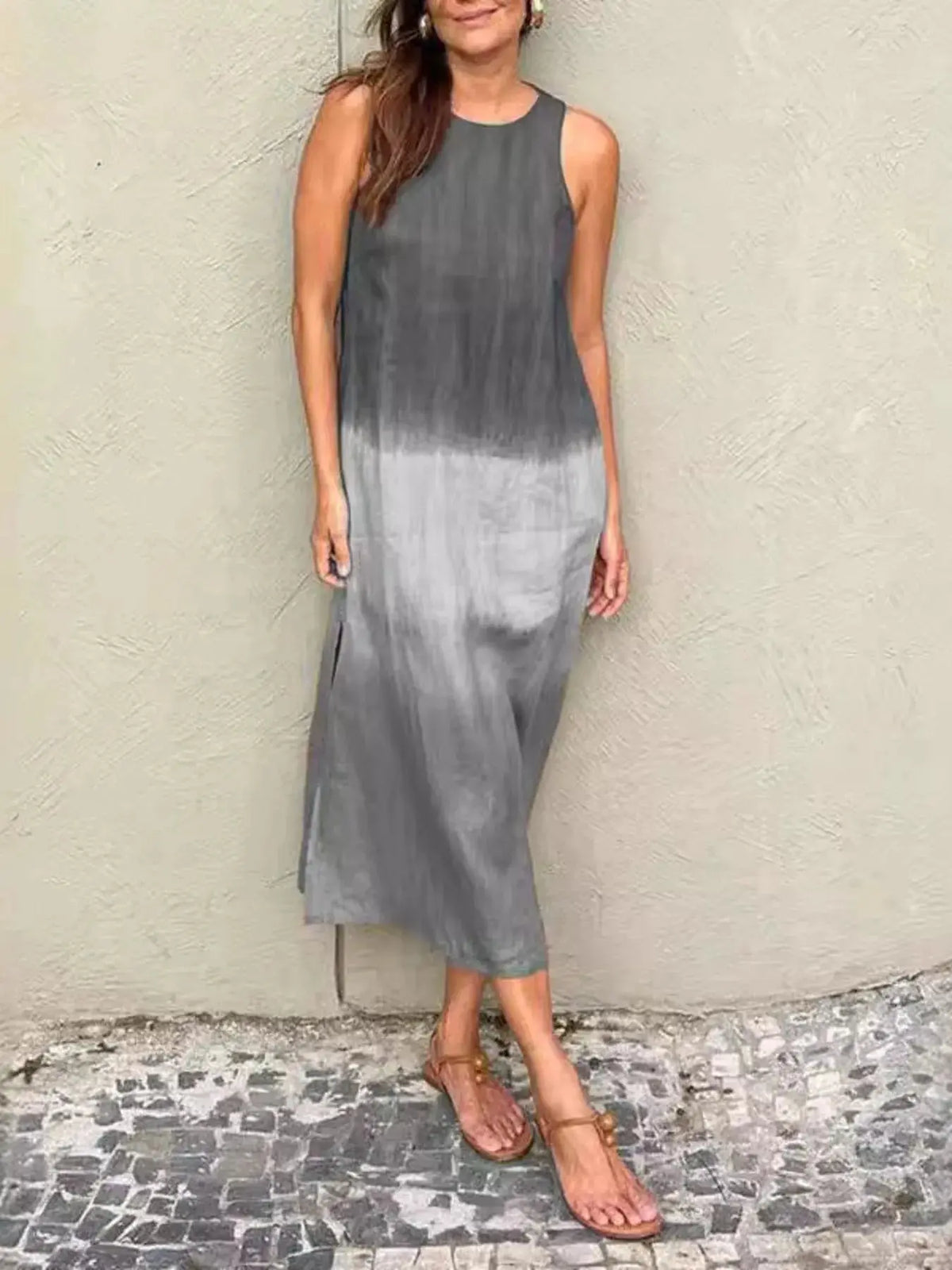 Full Size Sleeveless Gradient Tank Midi Dress Plus Size 10