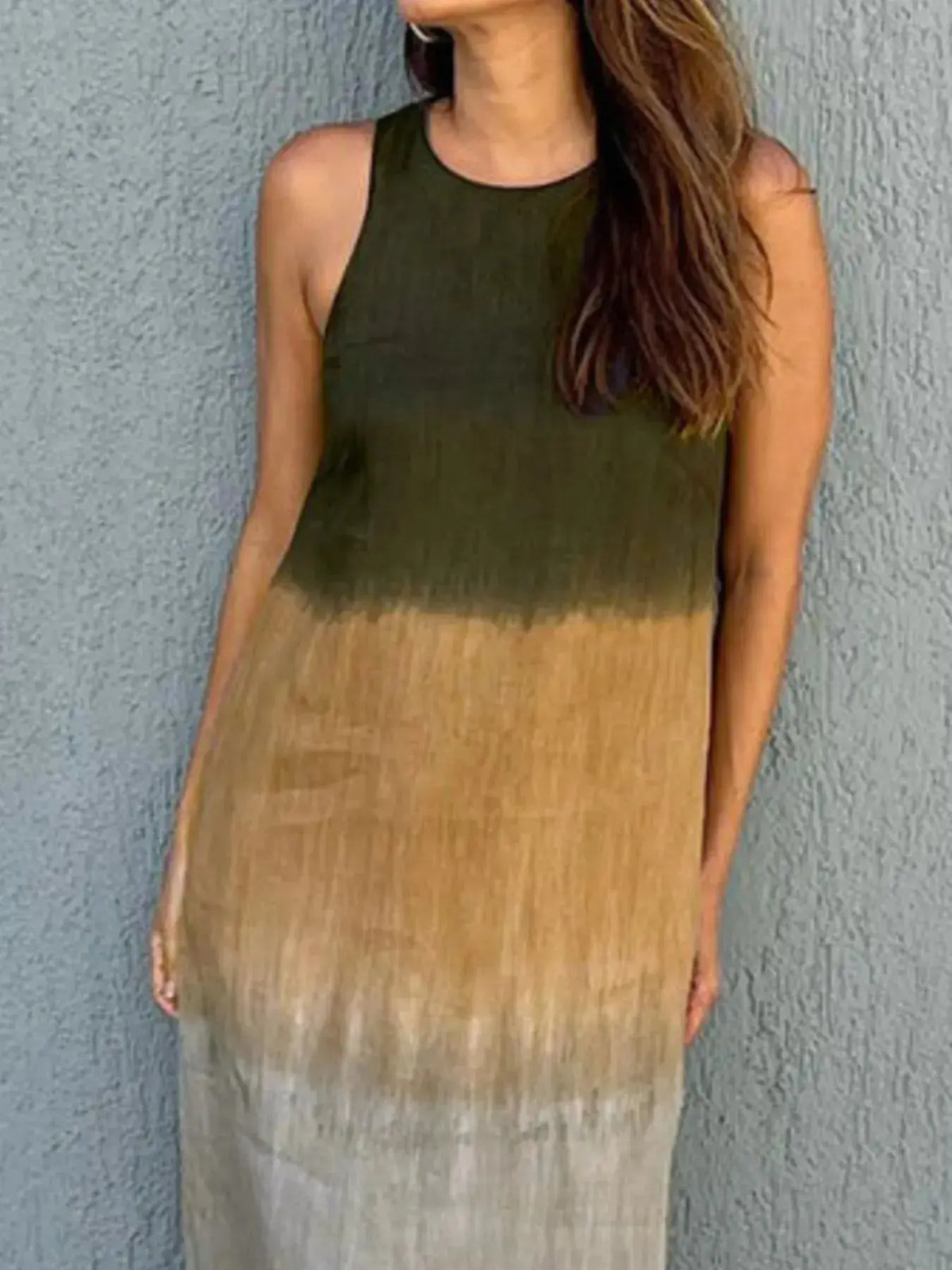 Full Size Sleeveless Gradient Tank Midi Dress Plus Size 20
