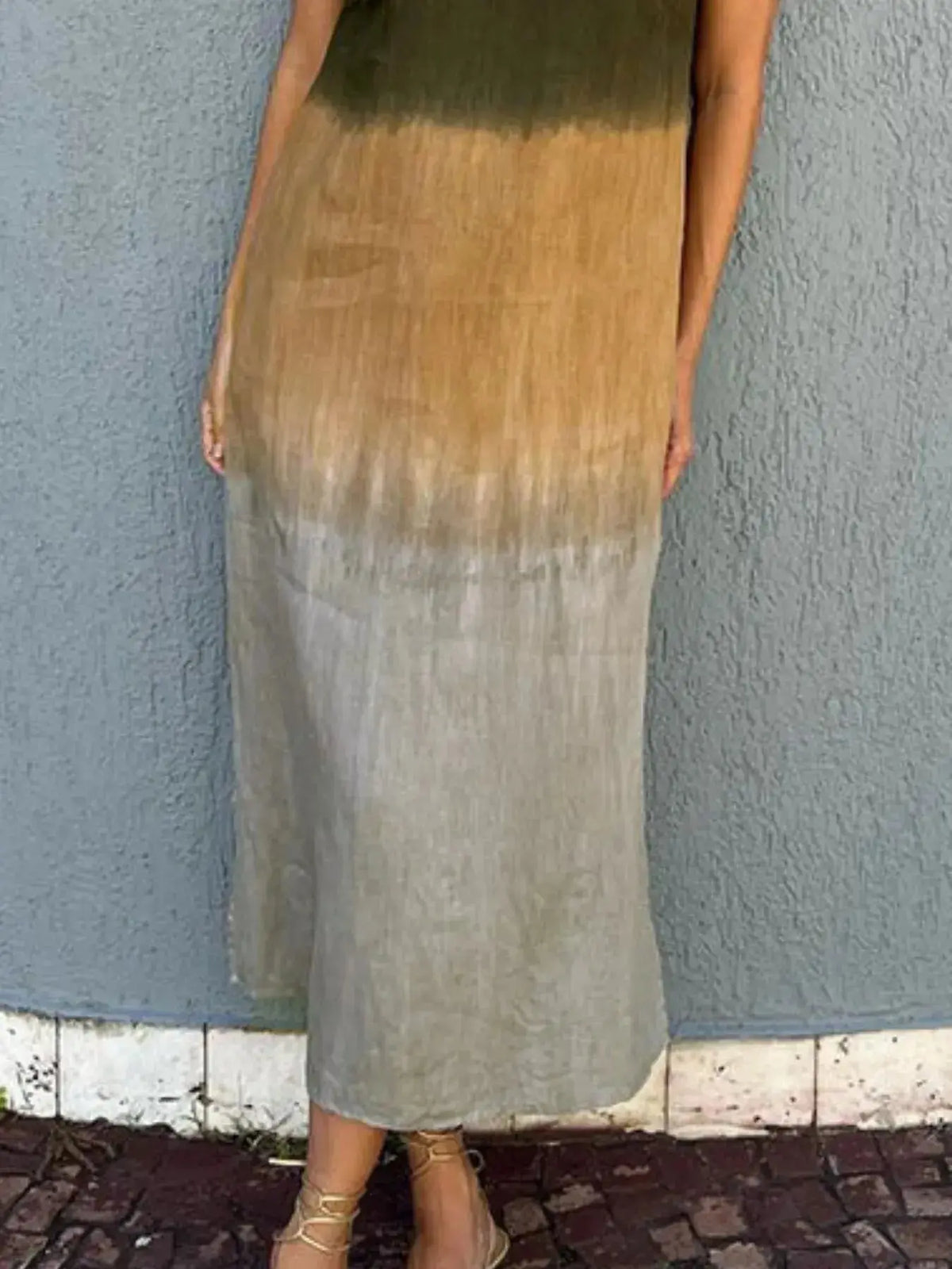 Full Size Sleeveless Gradient Tank Midi Dress Plus Size 21