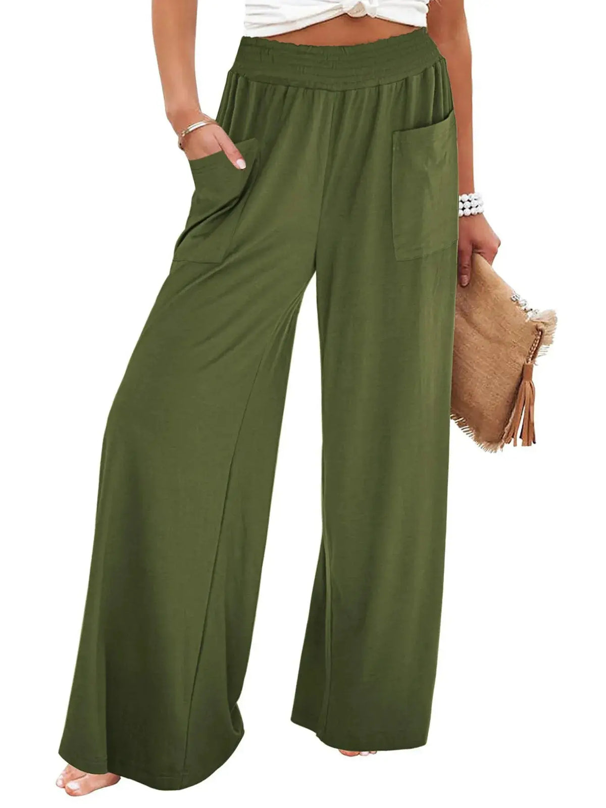 Wide Leg Pants with Pockets 12