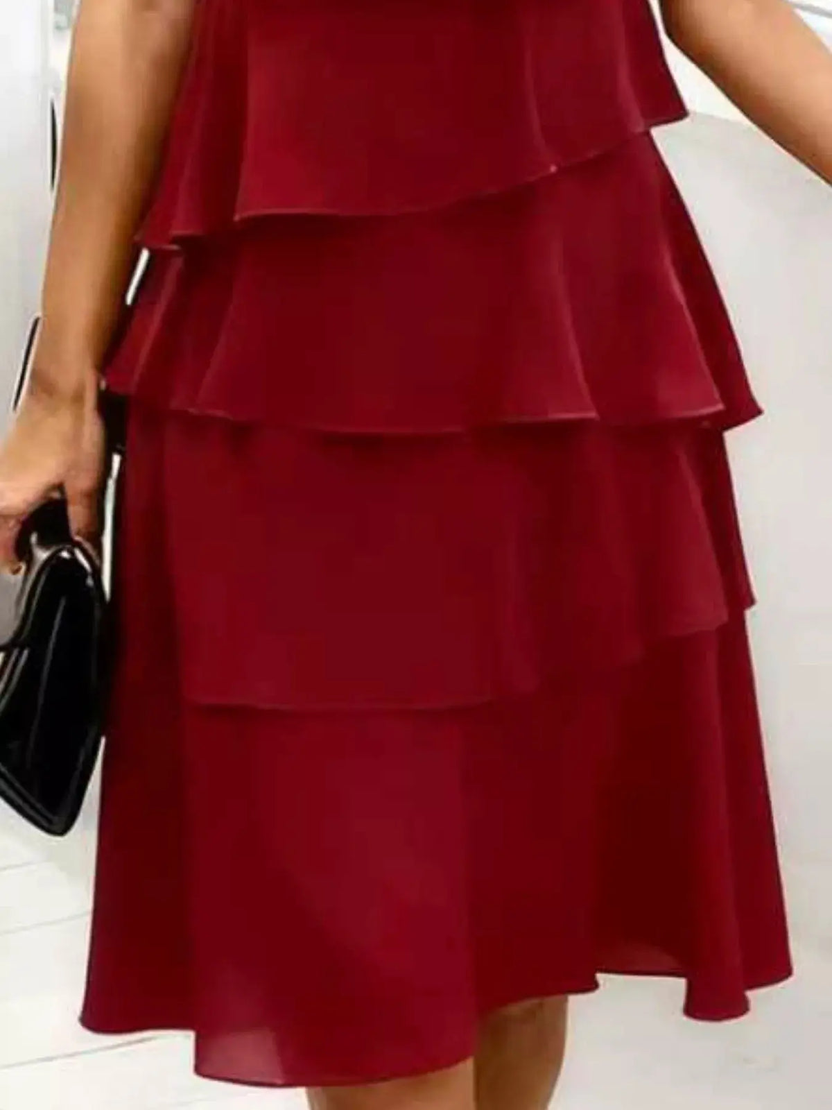 Full Size Ruffled Layered Petal Sleeve Dress Plus Size 2