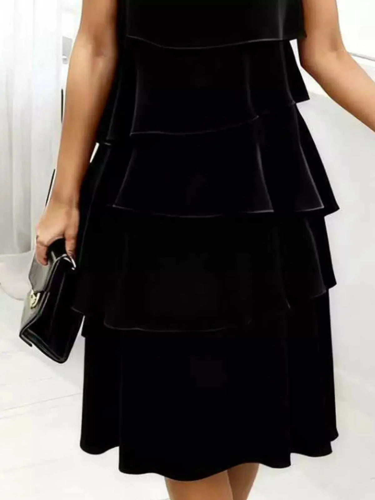 Full Size Ruffled Layered Petal Sleeve Dress Plus Size 5