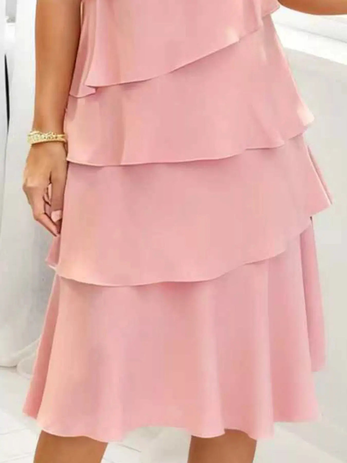 Full Size Ruffled Layered Petal Sleeve Dress Plus Size 8
