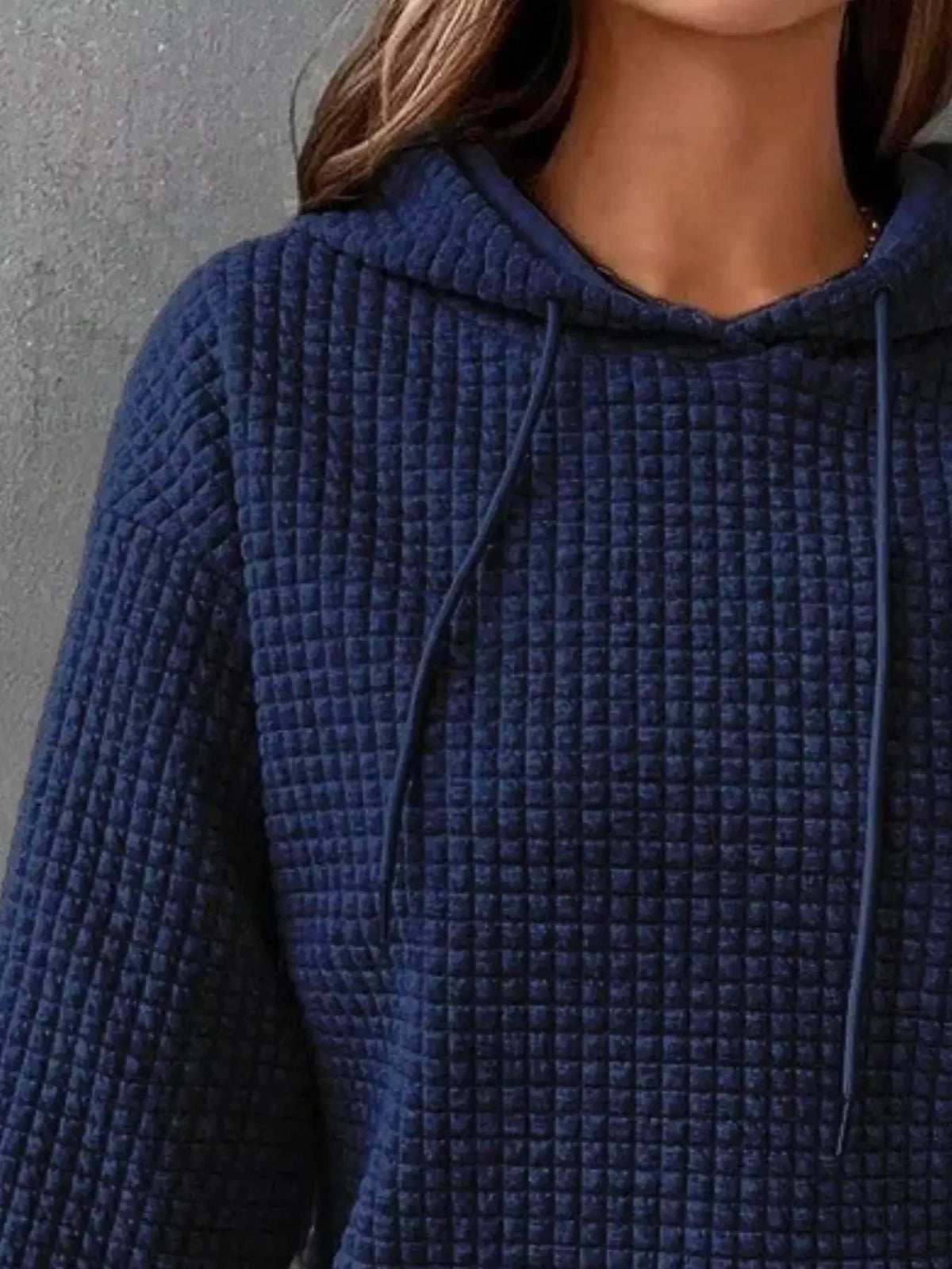 Full Size Textured Kangaroo Pocket Hoodie 03