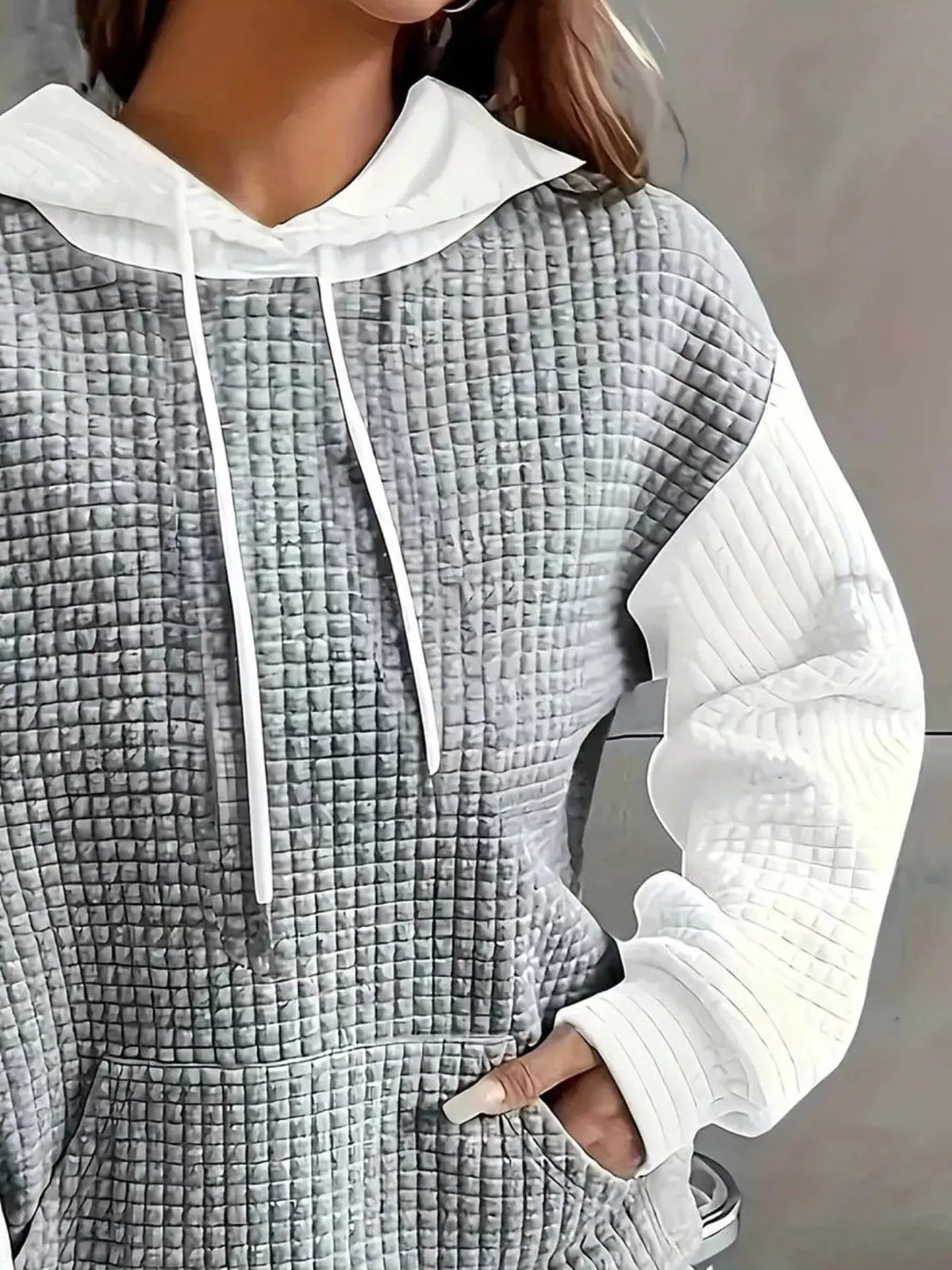 Full Size Textured Kangaroo Pocket Hoodie 09