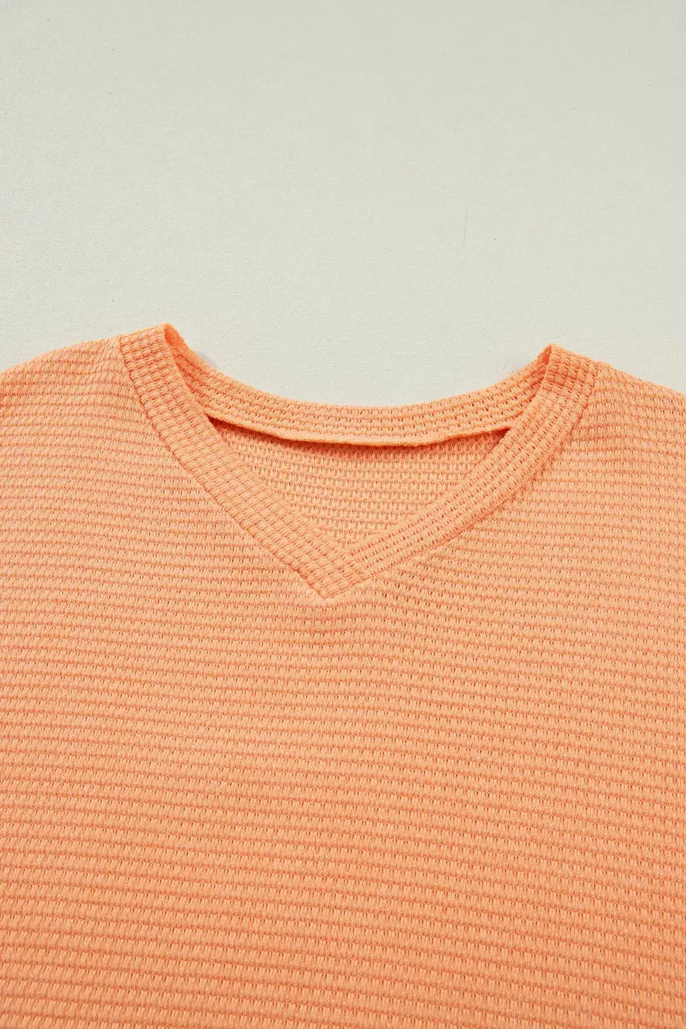 Waffle Knit V-Neck T-Shirt 17