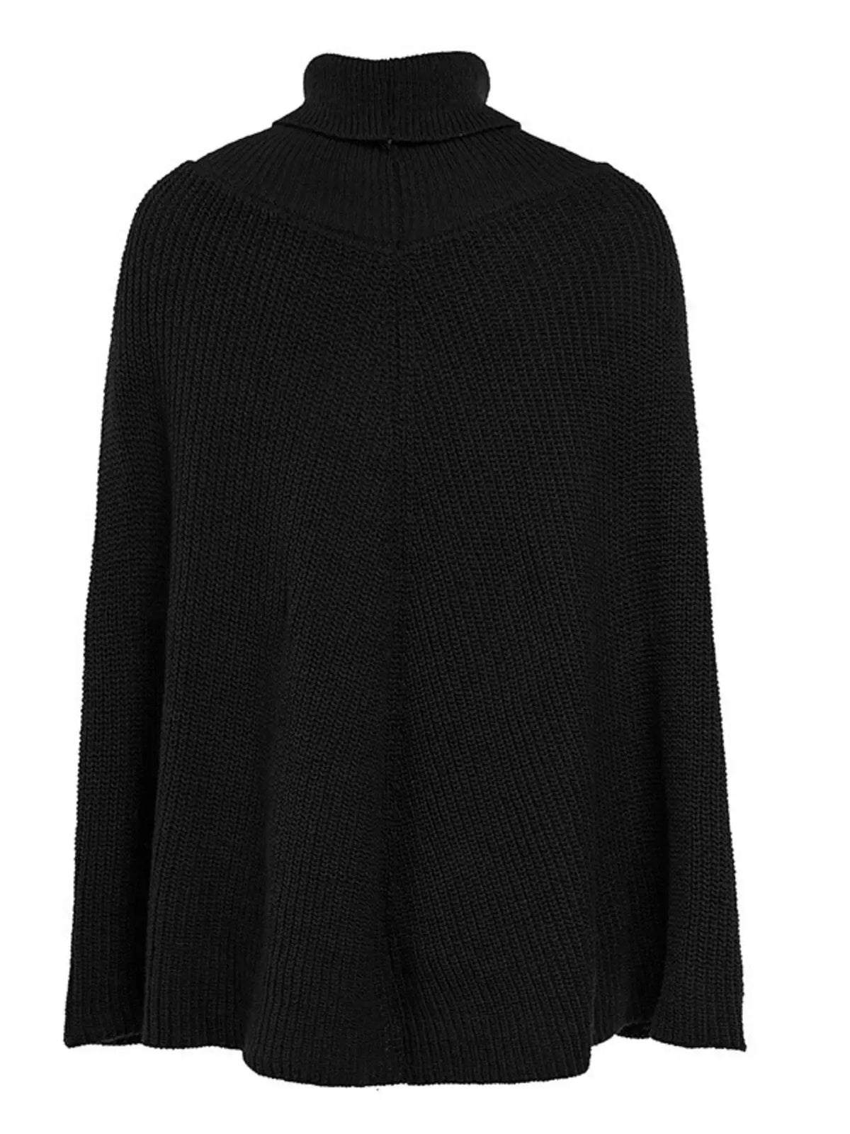 Turtleneck Knitted Cape Sweater 8