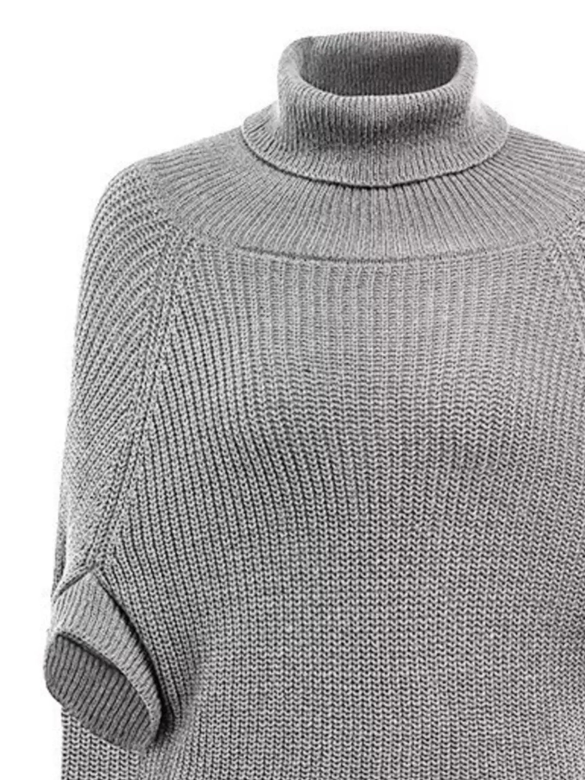 Turtleneck Knitted Cape Sweater 01
