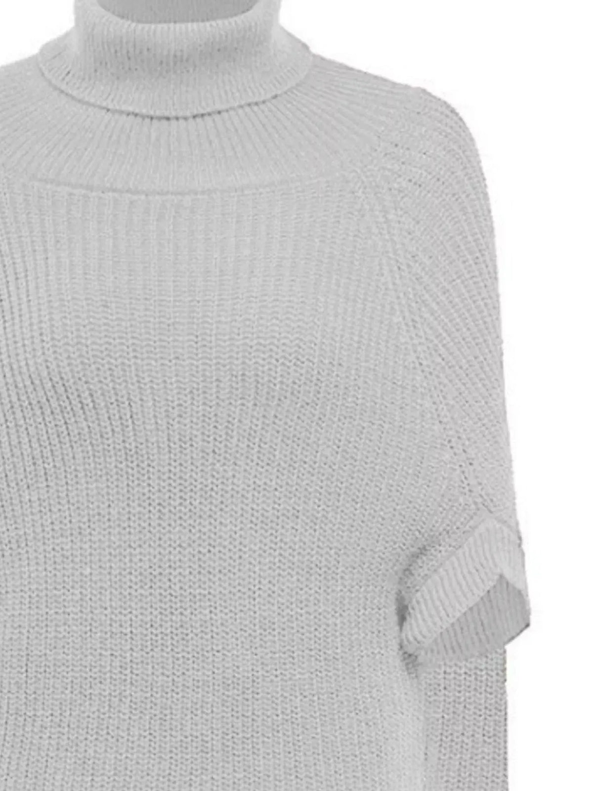 Turtleneck Knitted Cape Sweater 04