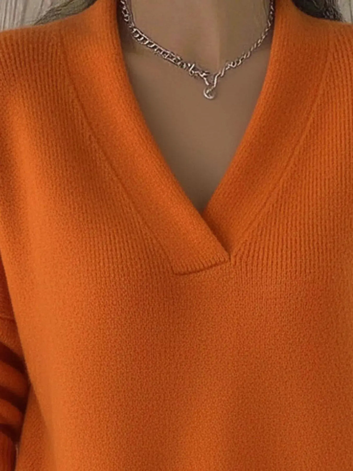 Full Size V-Neck Long Sleeve Sweater Plus Size 1