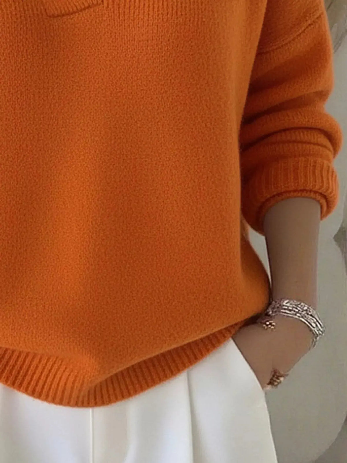 Full Size V-Neck Long Sleeve Sweater Plus Size 2