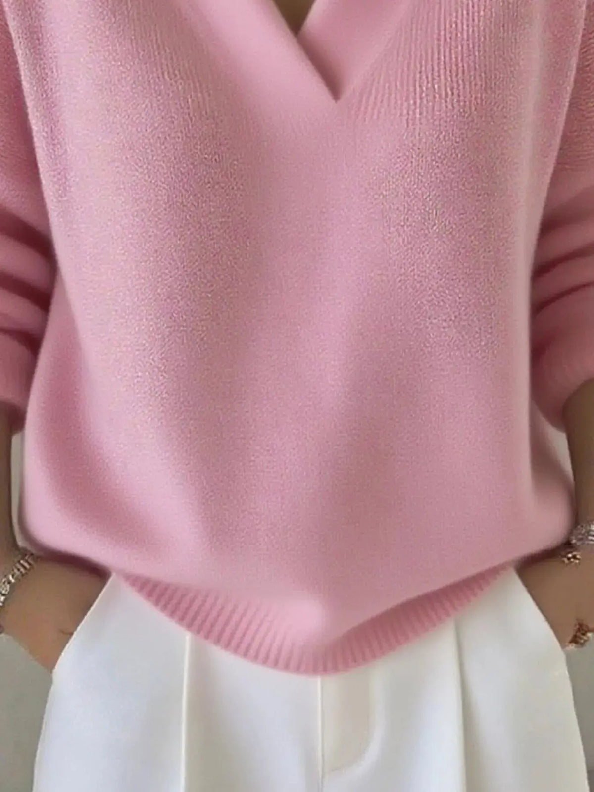 Full Size V-Neck Long Sleeve Sweater Plus Size 5