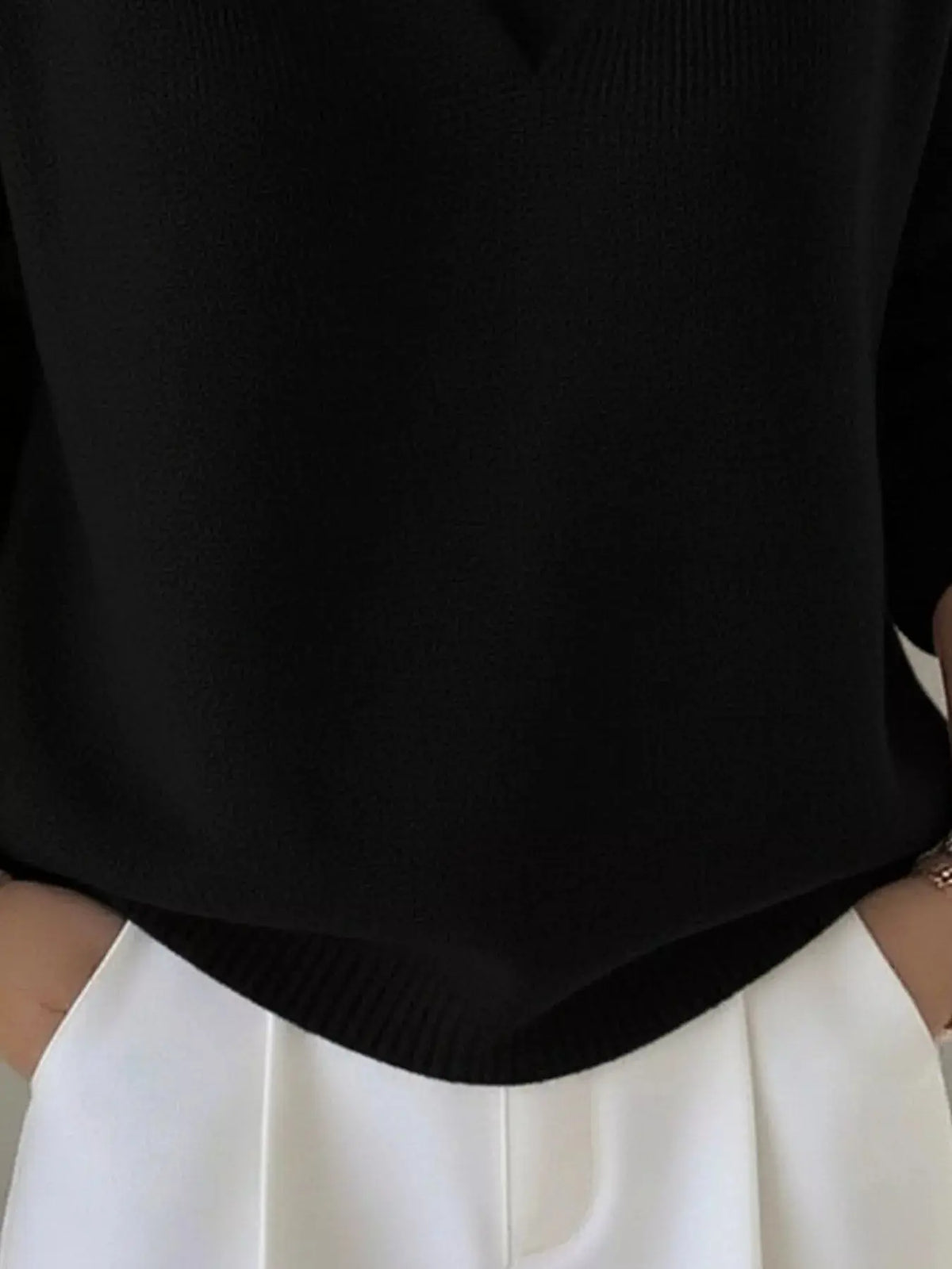 Full Size V-Neck Long Sleeve Sweater Plus Size 8